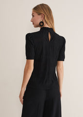 Samiha Textured Top Black