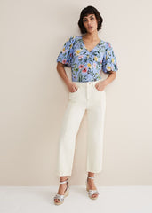 Donda Floral Ruched Top Blue/Multi