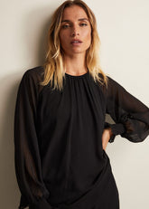 Aria Chiffon Double Layer Top Black
