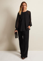 Aria Chiffon Double Layer Top Black