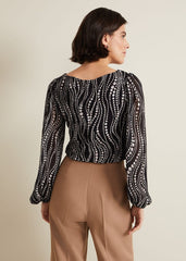 Patricia Pearl Print Woven Mix Top Black
