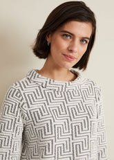 Rena Textured Top Ivory/Black