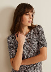 Evelyn Geo Print Top Black/Multi