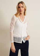 Loraine Linear Burnout Top Ivory