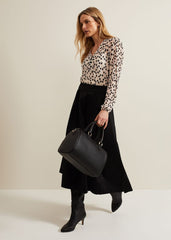 Sophia Spot Textured Mesh Top Ivory