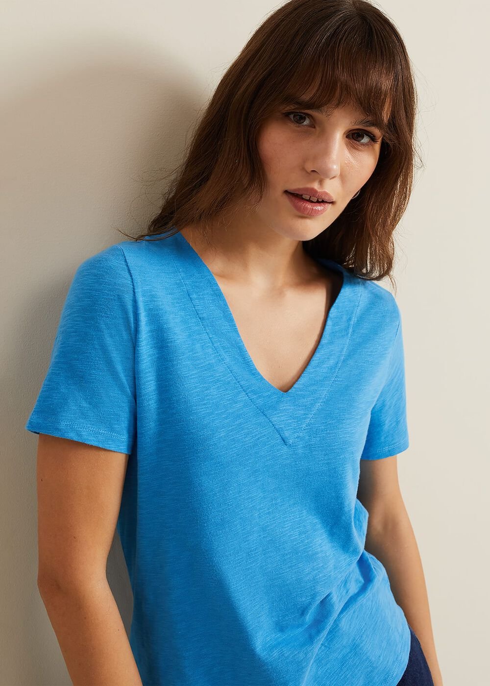 Elspeth V Neck Top Blue