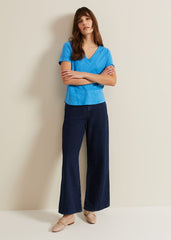 Elspeth V Neck Top Blue