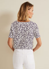 Alice Leaf Print Top Purple