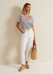 Alice Leaf Print Top Purple