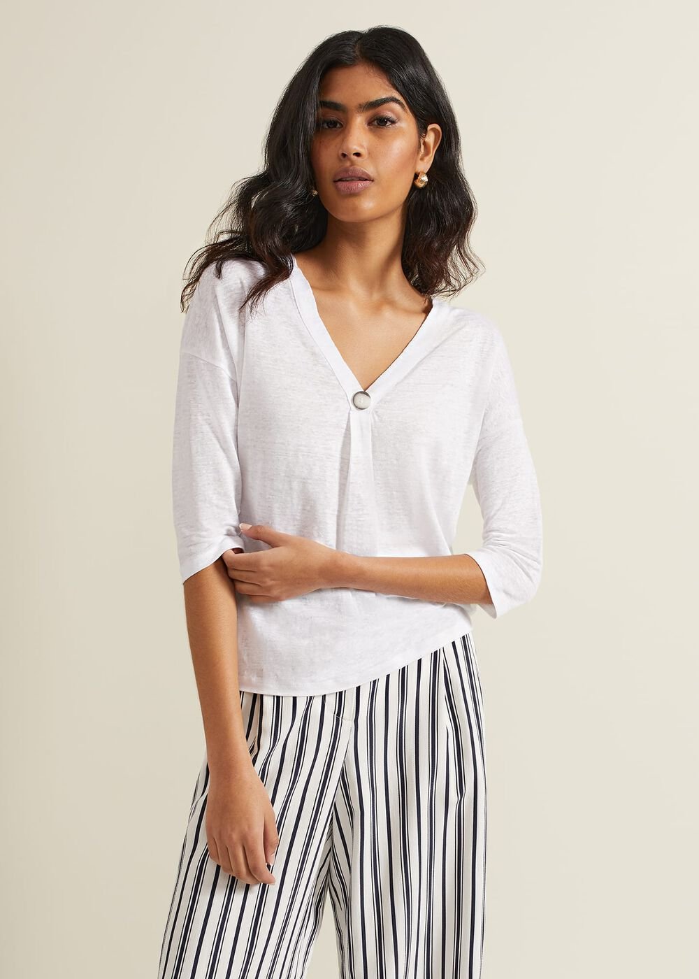 Leah Linen Top White