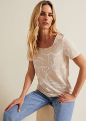Nia Linear Print Top Neutral