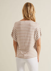 Carina Stripe Cowl Neck Top Neutral
