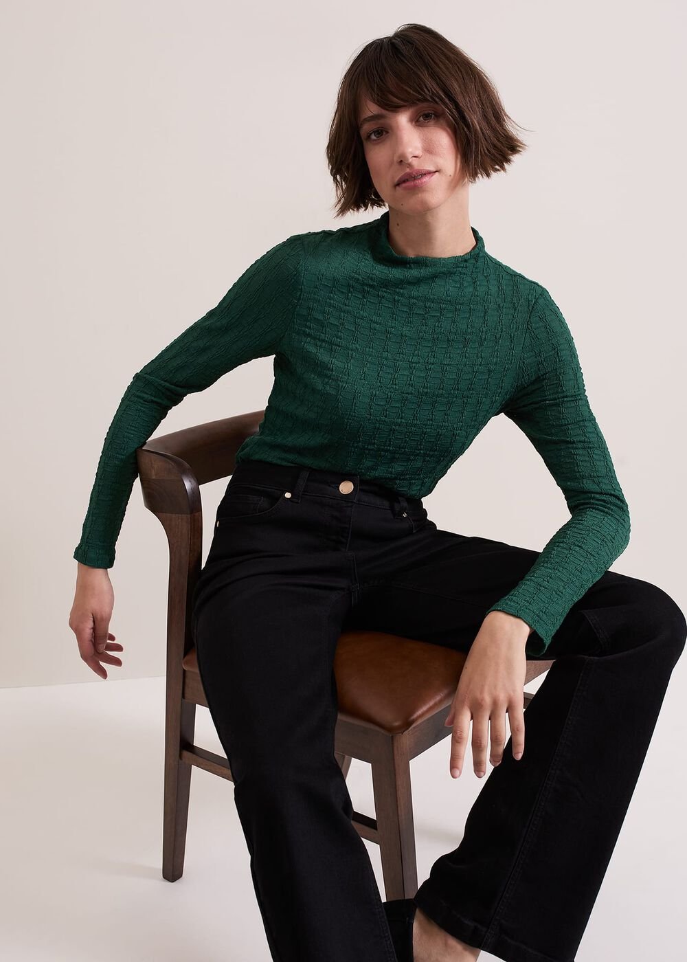 Haylee Sleeveless Texture Top Green