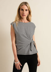 Halsey Houndstooth Jacquard Top Black/Ivory