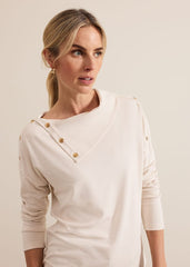 Brienna Button Detail Top Cream