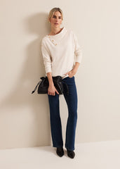 Brienna Button Detail Top Cream