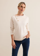 Brienna Button Detail Top Cream