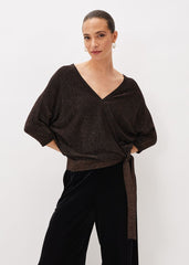 Harper Wrap Knit Top Bronze