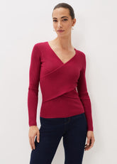 Lelyah Wrap Fine Knit Jumper Raspberry