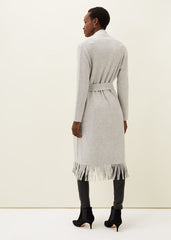 Debbie Tassel Trim Maxi Cardigan Pale Grey