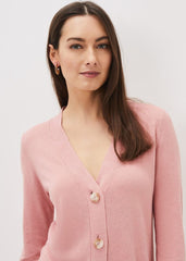 Camille Linen Longline Cardigan Pale Pink