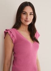 Flory Frill Sleeve Vest Pink