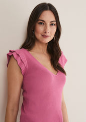 Flory Frill Sleeve Vest Pink