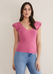 Flory Frill Sleeve Vest Pink