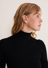 Gwyneth Balloon Sleeve Fine Knit Jumper Black