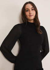 Eliza Chiffon Sleeve Knit Black