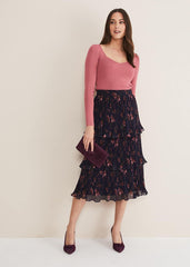 Azura Sweetheart Neck Knit Top Rose
