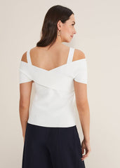 Jasmine Bardot Knitted Bandage Top Ivory