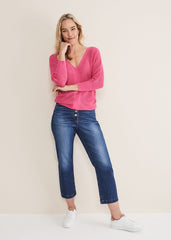 Tia V Neck Linen Knit Pink