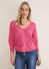 Tia V Neck Linen Knit Pink