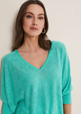 Larisa V Neck Knit Aqua