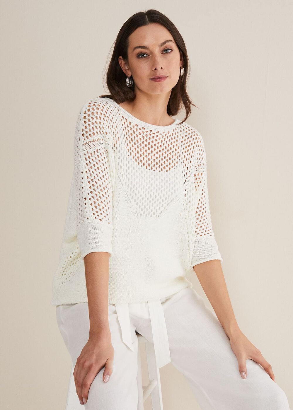 Sophie Honeycomb Tape Knit Ivory