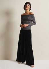 Iris Bardot Knitted Top Black