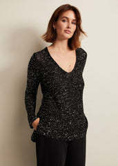 Juanna Sequin Knitted Top Black