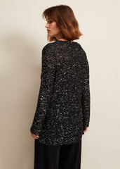Juanna Sequin Knitted Top Black
