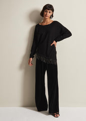 Mellia Fine Knit Diamante Top Black