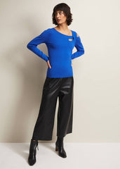 Wren Black Cut Out Knitted Top Blue