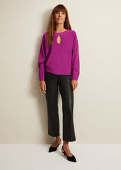 Letina Slinky Keyhole Knit Jumper Purple