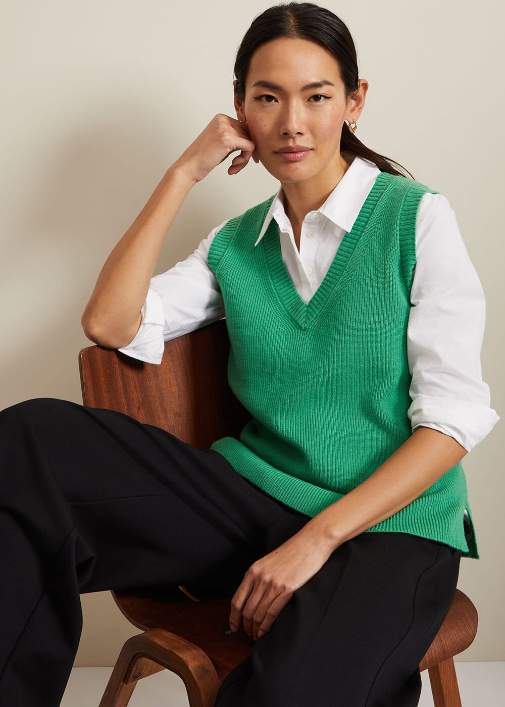 Marianna V Neck Tank Green