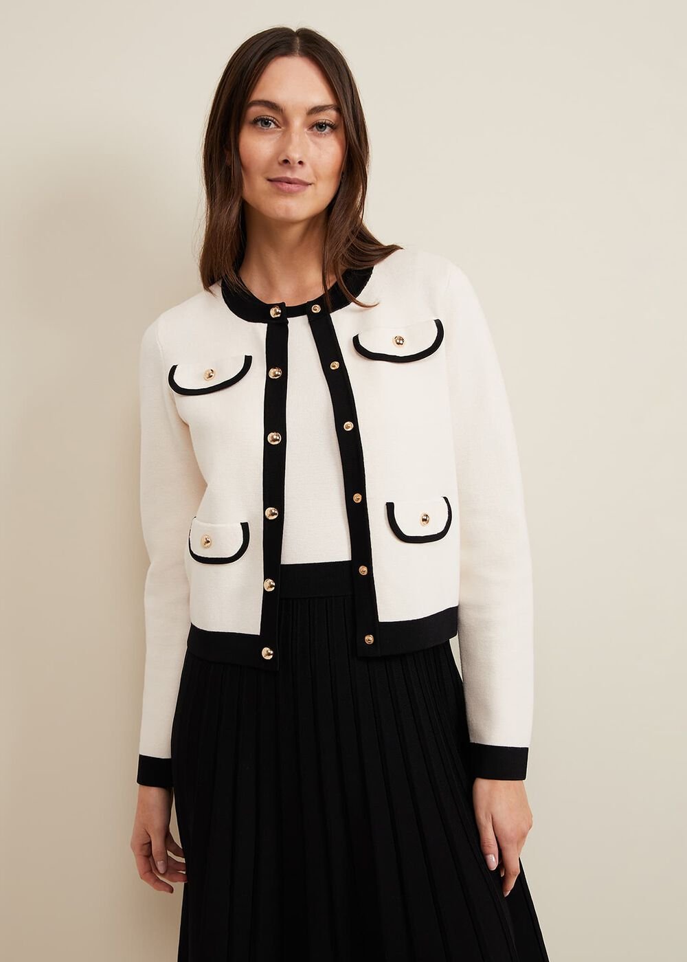 Libby Knit Jacket Black/Ivory