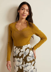 Emily Cut Out Compact Knit Top Olive