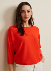 Women's Bright Red Batwing Jumper Coral