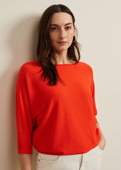 Women's Bright Red Batwing Jumper Coral