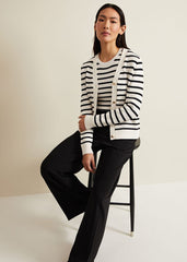 Chloe Stripe Cardigan Ivory/Navy