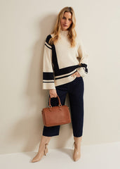 Kayleigh Chunky Boxy Striped Jumper Stone/Navy