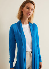 Louise Linen Longline Cardigan Blue